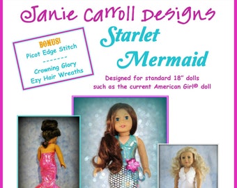 Starlet Mermaid Pattern for 18" doll such as the American favorite