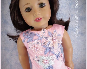 Princess  Pink beaded gown fits 18" doll such as the American favorite