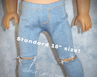 Value! Destructed denim skinny jeans handmade to fit 18" dolls such as the American favorite