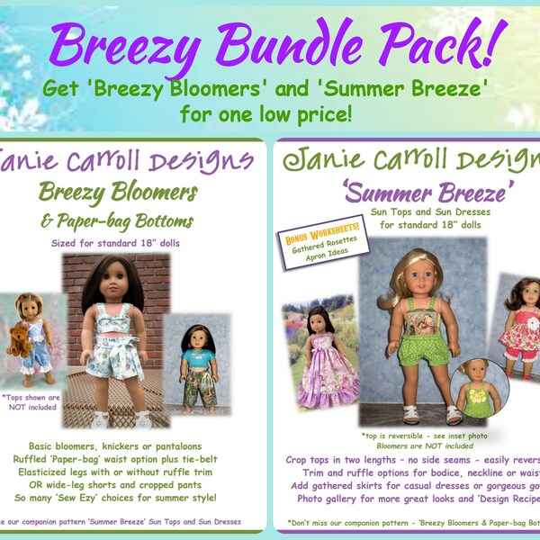 Breezy Bundle Pack pattern set for 18" dolls such as the American favorite