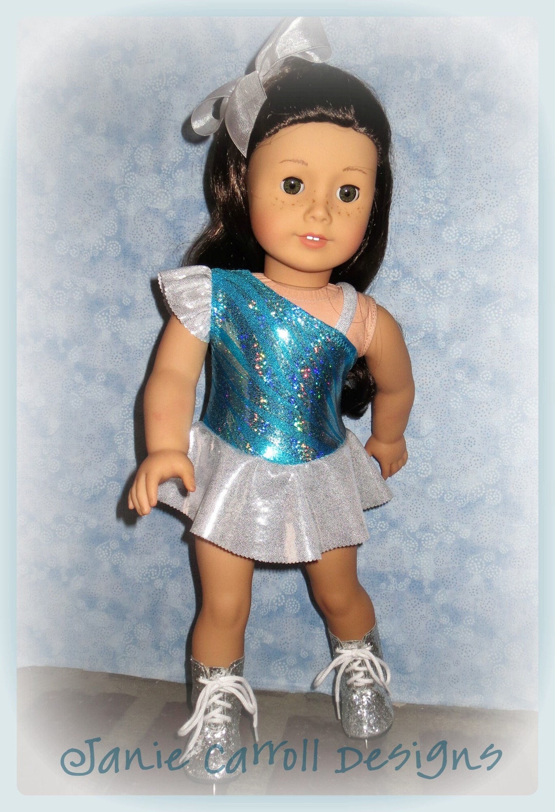 Turquoise and Silver Skating Dress With FREE Ice Skates Fits - Etsy