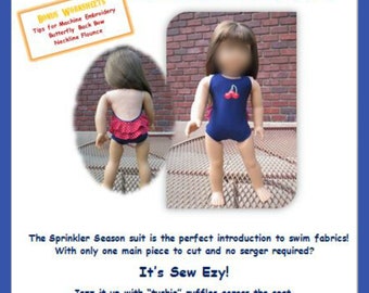 Sprinkler Season Swimsuit Pattern for 18" dolls  such as the American favorite