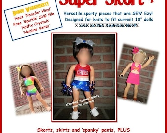 Super Skort Plus Pattern for 18" doll such as the American favorite
