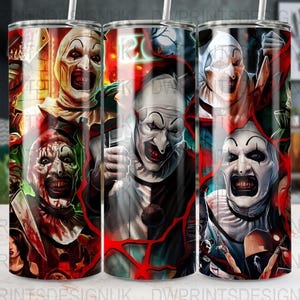 Terrifier Art the Clown Tumbler Digital Design, Horror Movie Tumbler, Spooky Season Digital Download, Tumbler Sublimation Design, Halloween