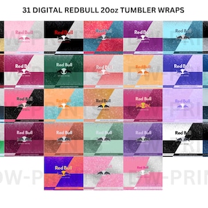 Digital Products, Red Bull Energy Drink, 20oz Tumbler Design,  Download PNG, Digital Art, Drinkware, Tumbler Wrap, Sublimation Prints.