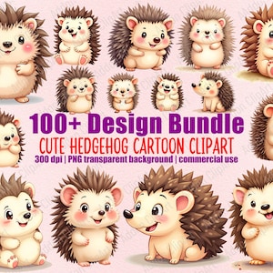 Hedgehog Watercolor Clipart Bundle: Nursery Animal Illustrations (PNG Digital Download) C052
