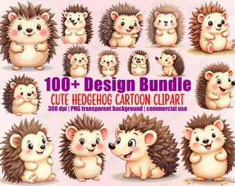 Hedgehog Watercolor Clipart Bundle: Nursery Animal Illustrations (PNG Digital Download) C052
