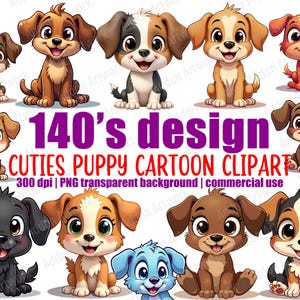 Cute Puppy Illustration Cartoon Style PNG Dog Clipart Bundle Printable Animal Clipart Digital Download Pack C009