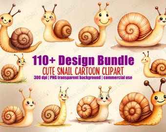 Ilustración de acuarela de un lindo caracol, paquete de imágenes PNG de dibujos animados para guardería, imprimible, descarga digital, uso comercial C044