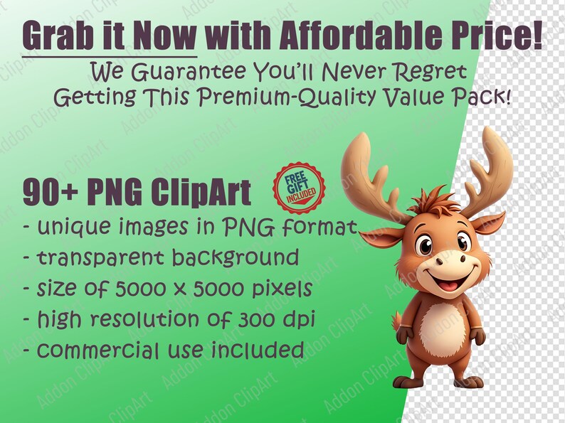 Cute Moose Clipart Illustration Mouse Cartoon PNG Bundle Printable ...