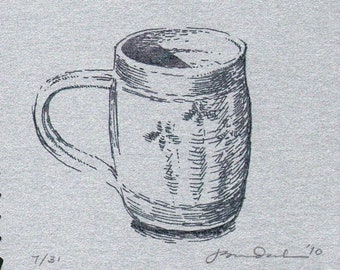 Coffee Mug Card limited edition Gocco  serigraph