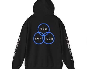 Sudadera con capucha con diseño matemático Trig Pi, unisex, de tejido grueso.