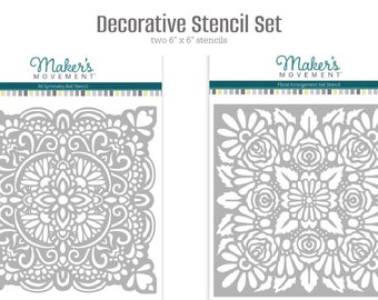 SALE-Two Decorative Stencils from The Maker's Movement