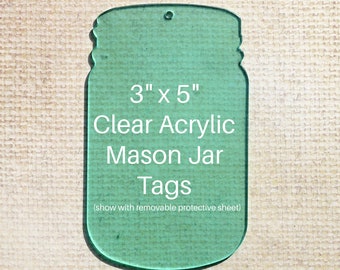 8 Large Clear Acrylic Mason Jar Tags