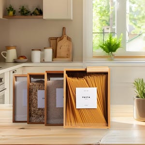 Distributore di cibo in bambù con coperchio scorrevole: contenitore ecologico per la cucina