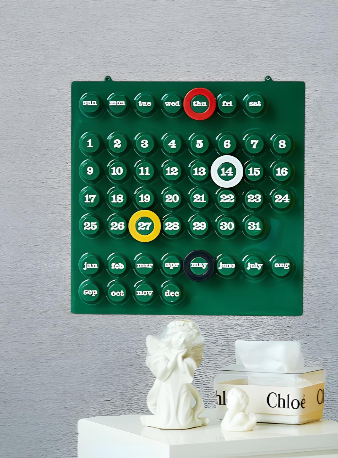 カレンダー・スケジュール Ring a Date Perpetual Wall Calendar Amazon.com: Modern Ring-A-Date Perpetual Large Wooden Wall