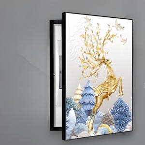 Decorative Deer Electric Meter Box Cover: Abstract Wall Canvas (30x40cm)