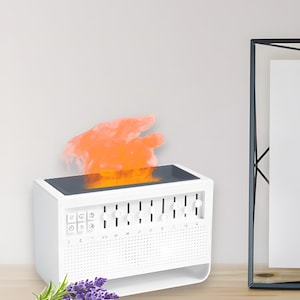 3-in-1 Diffuser Humidifier with &quot;Flame&quot; Mist, White Noise Aromatherapy – Ultrasonic Sound & LED Scent Machine, Can Connect to Bluetooth
