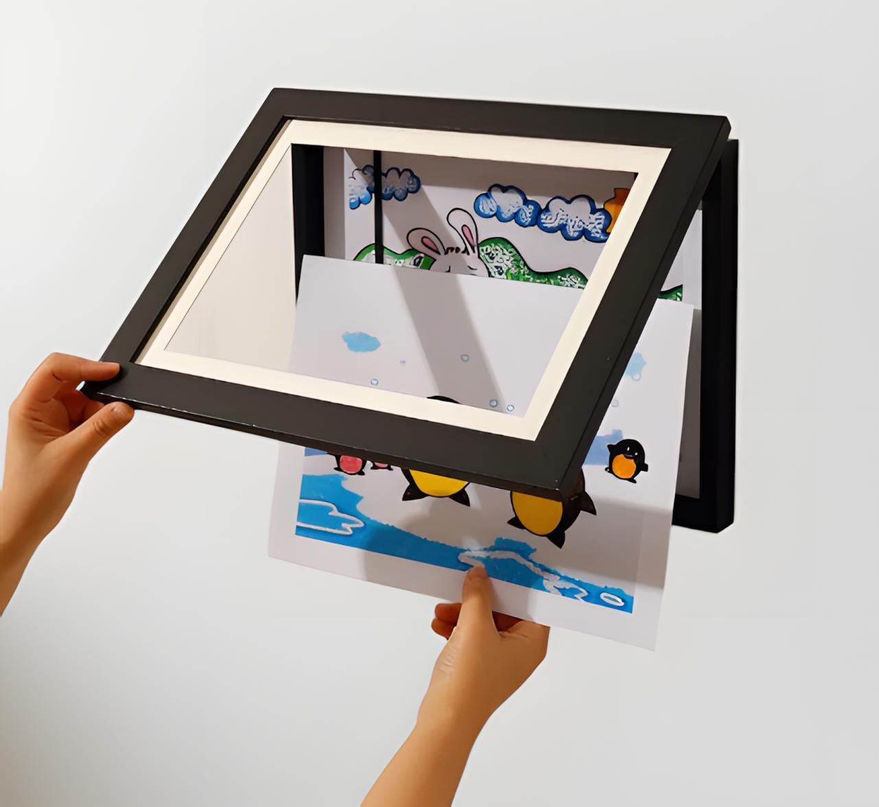 Magnetic Kids Art Frame: Front-Opening Changeable Display
