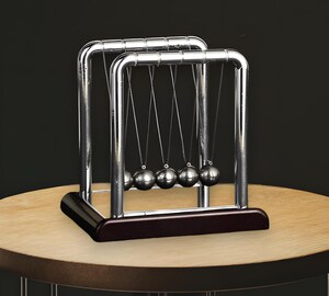 Pendule Cosmique à Mouvement Perpétuel - Décoration Bureau, Art Cinétique, Effet Hypnotique, Métal, 23x23cm