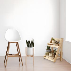 Faltbarer 2-Tier-Holzblumenständer - Rustikales Design-Blumentopfregal für Wohnzimmer, Balkon, Garten, perfekt für Pflanzenliebhaber