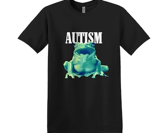 Autism Frog Vintage Style T-Shirt Tee Top Funny Meme Gift Unisex Joke Prank Stag Do Dad Gift For Him Gift For Her Brain Rot Gen Z Bootleg