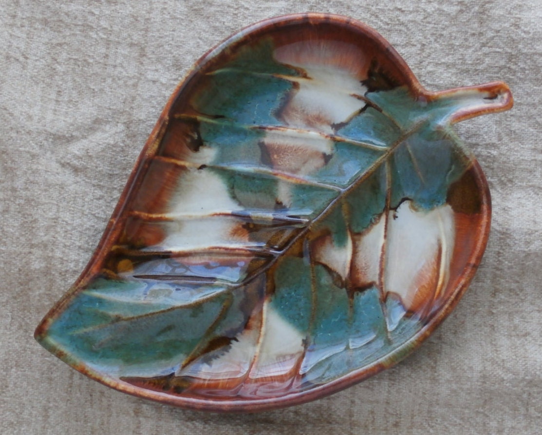 Dryden Pottery Leaf Dish Beautiful Colors Vintage Hot Etsy