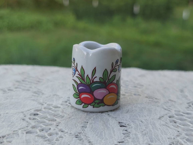 Easter Funny Design Candle Holder Nest of Colorful Eggs Miniature Made in West Germany bild 5