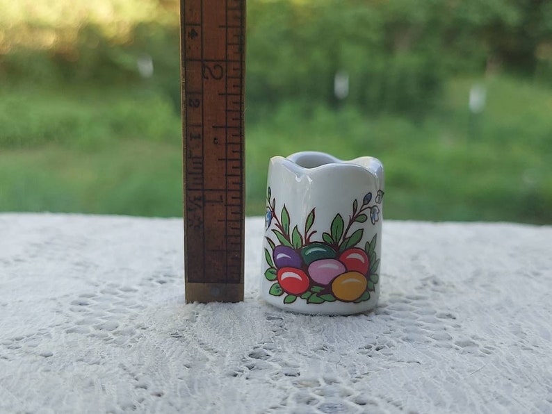 Easter Funny Design Candle Holder Nest of Colorful Eggs Miniature Made in West Germany bild 8