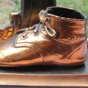 Sweet Bronzed Baby Shoe Bookend Engraved PATTY Makes a Cute Baby Shower Centerpiece or Nursery Decor image 3