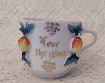 Old German Love the Giver Giftware Mug Antique or Old Vintage Fruit Design Made in Germany