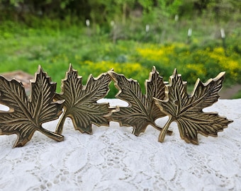 Vintage Brass Leaf Napkin Rings Four Leaf Shaped