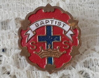 Vintage Cross and Crown Baptist Sunday School Pin by Broadman Supplies