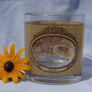 Vintage Houze Tumbler Winter Scene Currier and Ives Window Tumbler