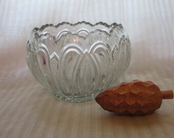 Antique Rose Bowl EAPG Feathered Arrow Pattern Glass