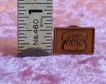 Vintage CBN Telephone Tie Tack or Lapel Pin Copper Color