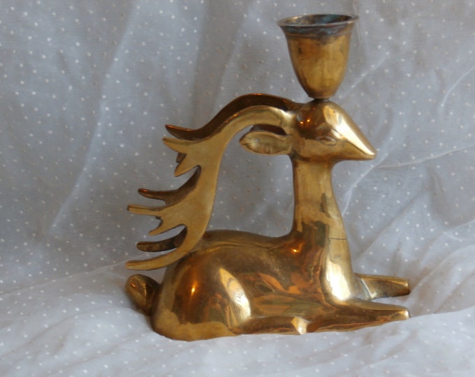 Beautiful Brass Deer Candle Holder A Forest Friend for Your Etsy