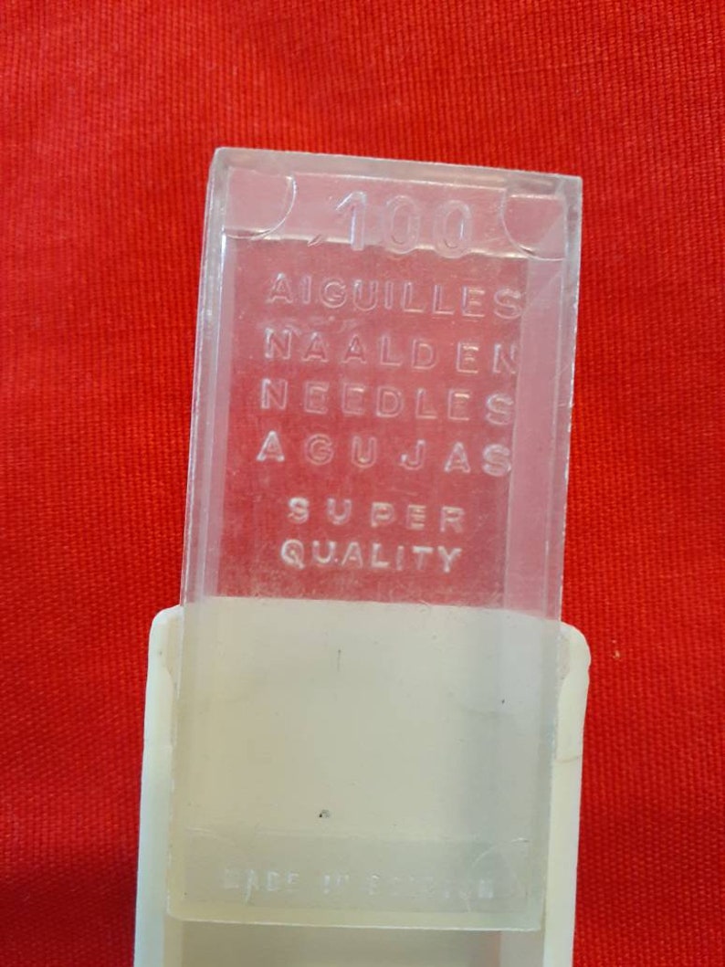 Plastic Superior Brand Needle Case, Vintage Red and White Container, Old Sewing Advertising Collectible Box image 8