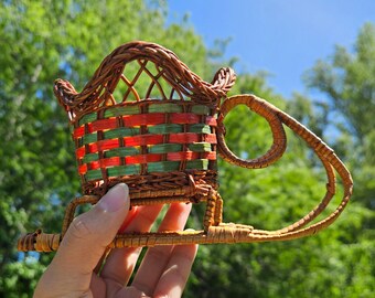 Vintage Wicker Sleigh Decoration Christmas Basket Decor