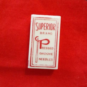 Plastic Superior Brand Needle Case, Vintage Red and White Container, Old Sewing Advertising Collectible Box image 1