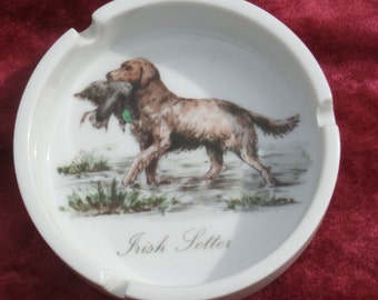 Irish Setter Vintage Ashtray, Dish with Bird Dog