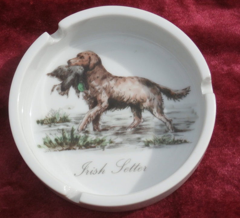 Irish Setter Hand Painted Vintage Ashtray Dish