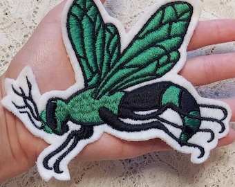 Green Hornet or Wasp Sew On Embroidered Applique Patch