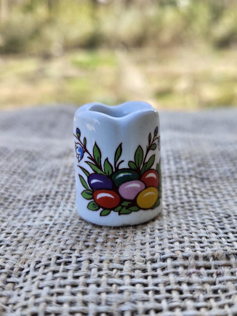 Easter Funny Design Candle Holder Nest of Colorful Eggs Miniature Made in West Germany bild 11