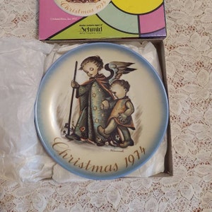 Vintage Guardian Angel Collectible Plate Schmid Hummel 1974 Christmas Made in West Germany