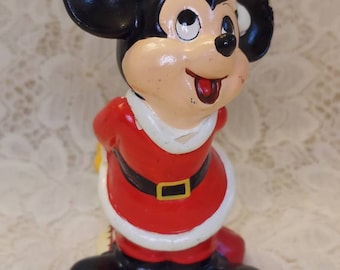 Walt Disney Productions Santa Mickey Ceramic Figurine Made in Korea