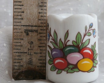 Easter Funny Design Candle Holder Nest of Colorful Eggs Miniature Made in West Germany