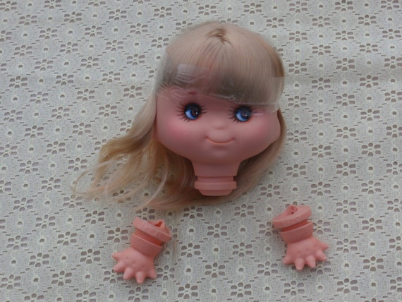 doll head and hands large eyes vintage