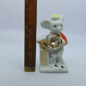 Older Vintage Mouse with Horn Figurine Miniature Made in Japan