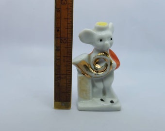 Older Vintage Mouse with Horn Figurine Miniature Made in Japan